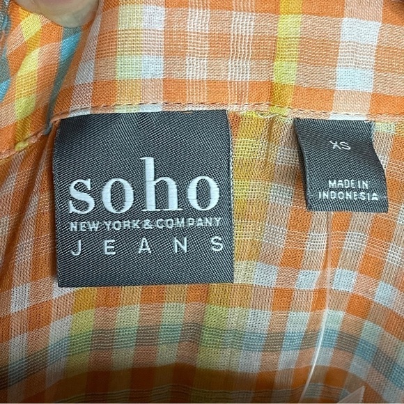 NWT SoHo New York & Company plaid button up blouse size XS - Picture 2 of 6